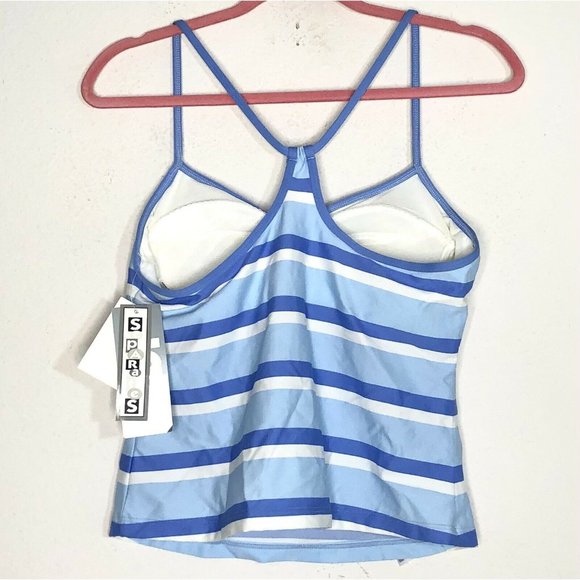 Jag Swim Top Tankini Blue White Stripes Size L - Picture 2 of 8